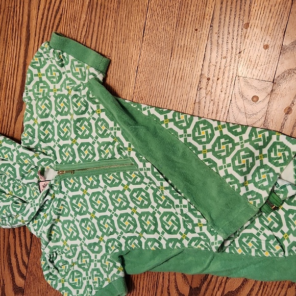 Vintage Juicy Couture  Green Print Short Sleeve Hoodie Terry Cloth XS-S - Picture 3 of 6